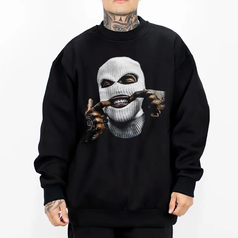 Men's Loose Oversized Button Pullover Hoodie Gangsta Style - Unisex Fit, Mexican Graphic Chicano Design, Heavyweight Cotton-Poly Blend Fabric, Casual Comfortable Menswear Tops