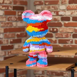 5700pcs Mountain Ocean Lucky Bear 3D Puzzle Stem Building Blocks Creative Decoration Room Decor Birthday Halloween Valentine Christmas New Year Gift