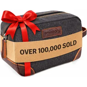 Toiletry Bag for Men, Canvas Travel Toiletry Bag Men's Dopp Kit, Water-resistant Bathroom Shaving Bag Small Travel Shaving Kit Bag