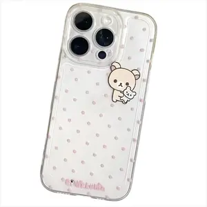 Lovely R-Rilakkuma Clear Phone Cases For iPhone 17 Promax Pro Air 16 Plus 15 14 13 12 11 Samsung S21 S22 S23 S24 S25 Protection Shockproof Liquid Silicone Cover Funda