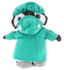 DOLLIBU Grey Penguin Stuffed Toy - 9 in Super Soft Polyester Plush with Doctor Outfit, Pretend Play Toys for Ages 0+