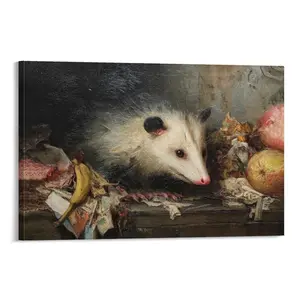 Antique Possum Poster, Vintage Opossum Print, Possum Wall Art, Possum Decor, Possum Portrait, Horizontal Print humor artwork