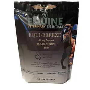 Equi-Breeze Respiratory Supplement for Horses - 30 Day Supply with Turmeric Mullein Elecampane Yarrow Vasaka Peppermint & Flaxseed for Airway Support