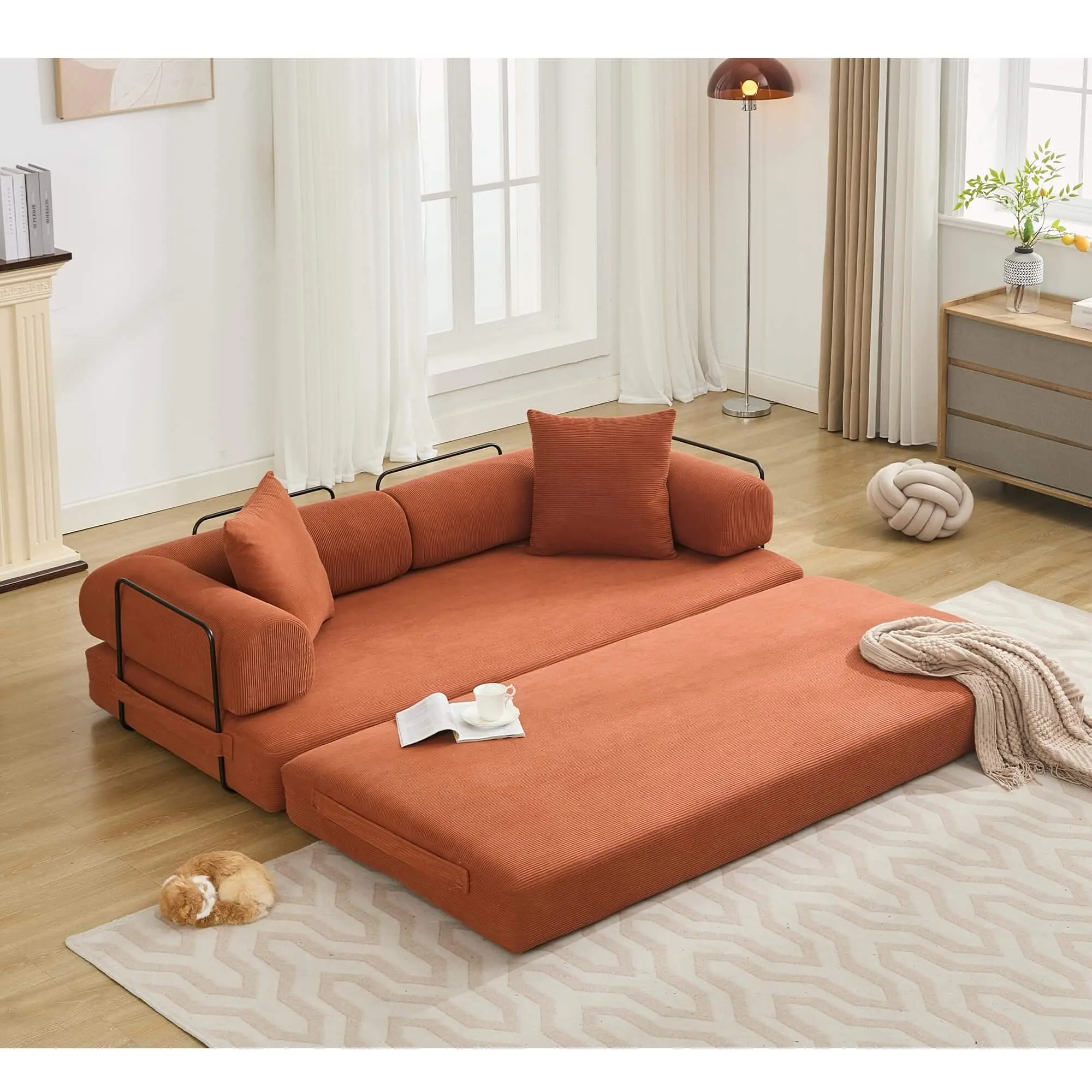 Cloud Flex 3-in-1 Luxe Floor Sleeper Sofa, Foldable Mattress, Polyurethane Foam with Resilience for Tiny Homes, Reading Nook, Dorm Rooms