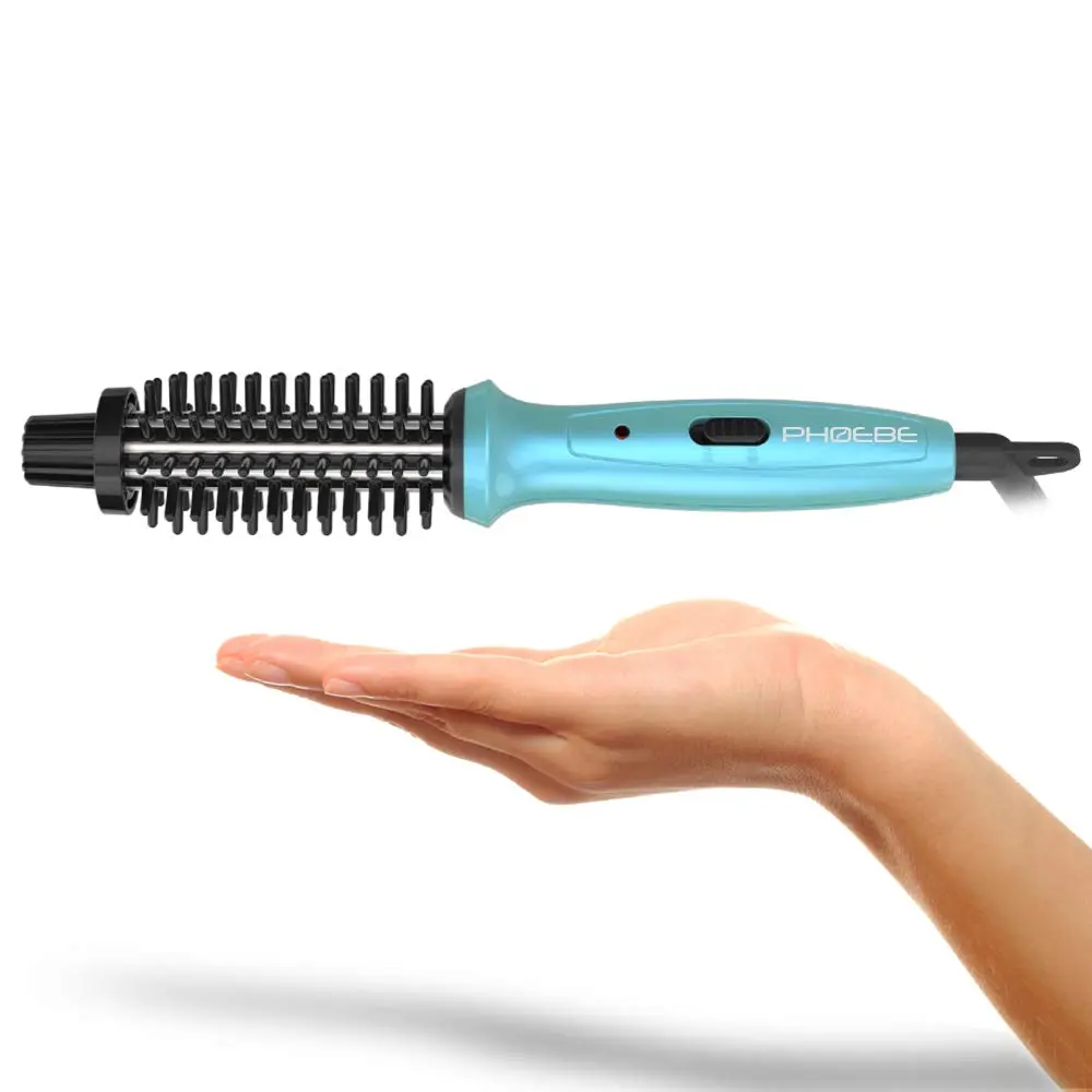 Mini Curling Iron PHOEBE 3/4 Inch Dual Voltage Ceramic Tourmaline Ionic Hot Curler Brush with Traveling Bag for Europe, Professional, Travel for Short Hair