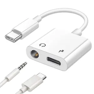 2in1 USB C Headphone Adapter PD and 3.5mm Plug to USB C Headset Splitter,Headphone Audio & Charger Compatible with Google Pixel 2/3xl,Samsung Tab and iPad (USB C+3.5mm to USB C)
