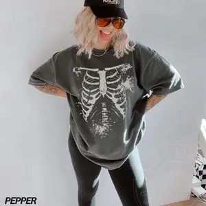 Comfort Colors® Skeleton Shirt, Halloween Shirt, Skeleton Rib Cage Shirt, Retro Vintage Halloween Tee, Halloween Costume, Skull