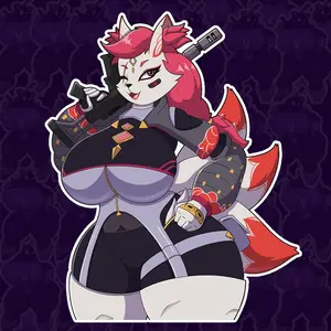 Red Fox Warrior Sticker – Cool Samurai Anime Vinyl Decal for Laptop, Notebook, or Car – Gift for Anime Lovers