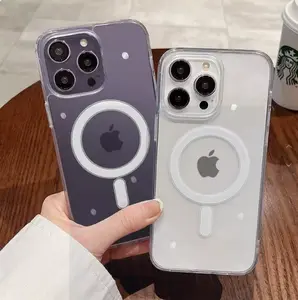 iPhone 15 Compatible with MagSafe Wireless Charging, Shockproof Phone Bumper Case, Anti-Yellowing and Military Drop Protection, Clear Phone Case Anti-Scratch Back (Transparent)