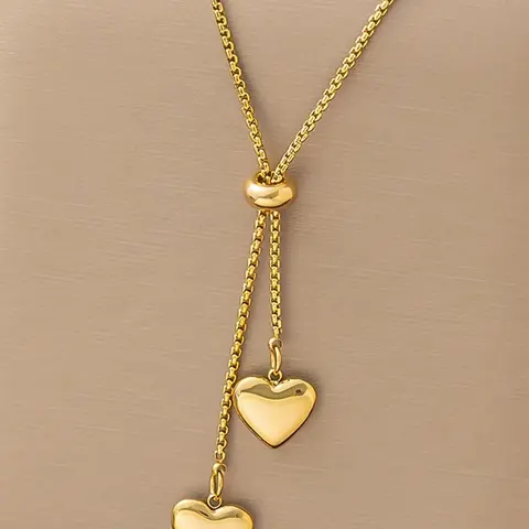 Women's Fashion Stainless Steel Necklace with Heart Pendant, Heart Shaped Necklace, Dainty Necklace, Elegant Design for All Seasons, Perfect for Daily Wear and Vacation, Heart Pendant Necklaces, Love Heart Necklace