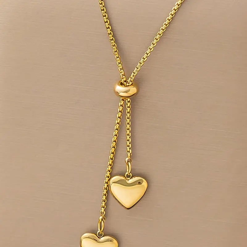 Women's Fashion Stainless Steel Necklace with Heart Pendant, Heart Shaped Necklace, Dainty Necklace, Elegant Design for All Seasons, Perfect for Daily Wear and Vacation, Heart Pendant Necklaces, Love Heart Necklace