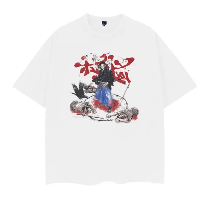 Men's Oversized Vintage T-Shirt, Heavyweight 100% Cotton Anime Graphic Tee, Streetwear Style Everyday Shortsleeve Shirt, Anime Clothing, Cotton Shirt