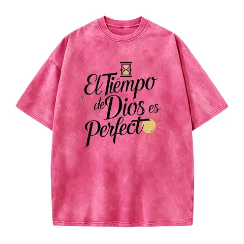 Summer t Shirts Women'S Casual T-Shirt with Inspirational Spanish Quote "El Tiempo de Dios es Perfecto" - Round Neck, Short Sleeve, Breathable & Comfortable for Spring/Summer