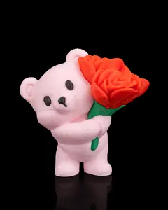 Cute Bear Flower Keychain | Bearly Loved Collection | 3D Printed Bouquet Bear Bag Charm