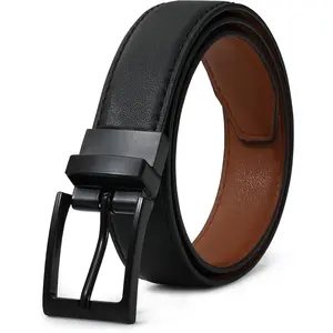 KF5-BLT03  Reversible Kids Belts for Boys - Black and Brown Leather Belt for School Uniform Casual Jeans