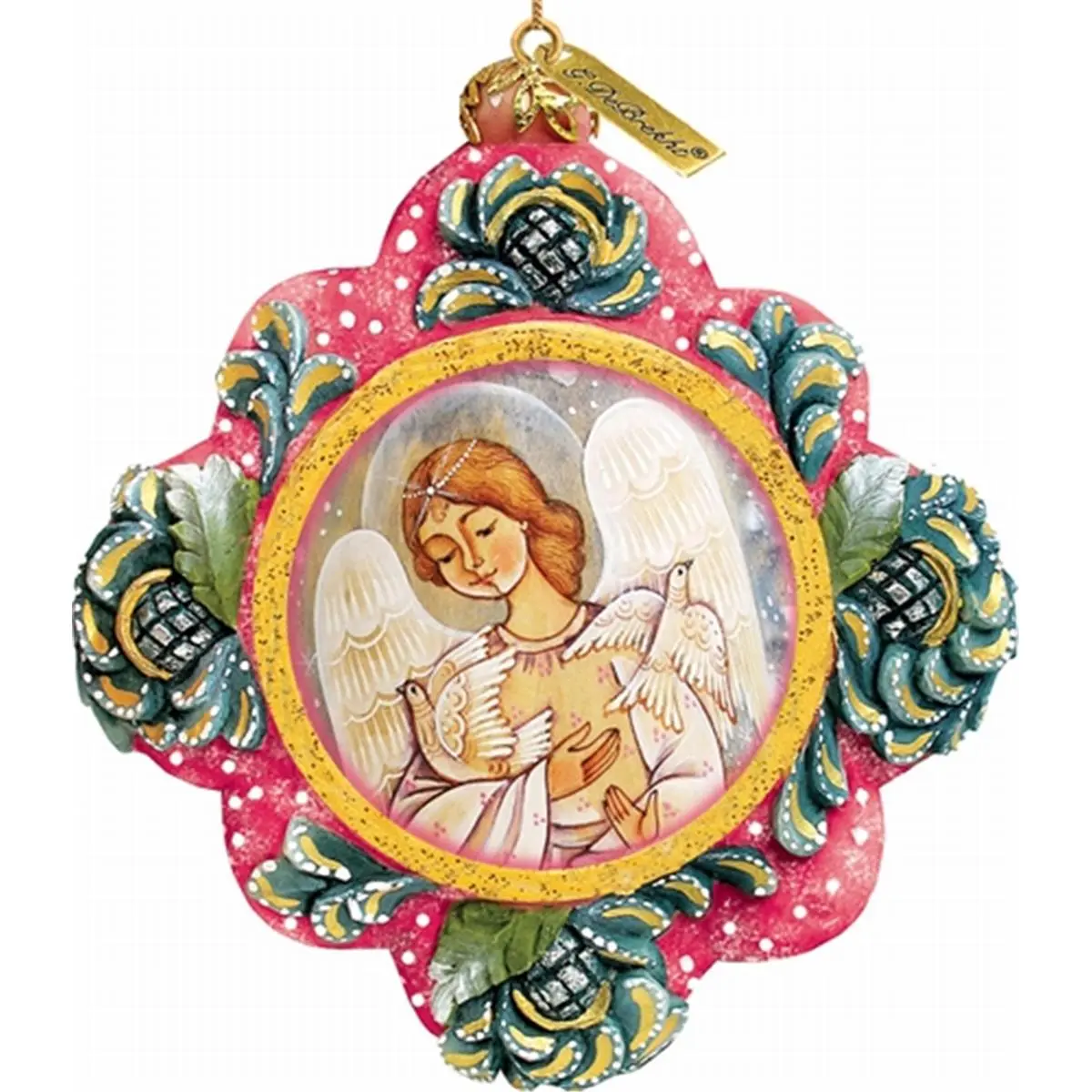 G.Debrekht Artistic Studios 6102513 Angel With Doves Ornament 4.5 in.