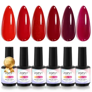 Gel Nail Polish Set 15ML, 6 Colors Micro Gloss Blood Wine Color, Soak Off UV Light Cured, Salon Design Nail Art DIY Women Gift, Glossy Smooth