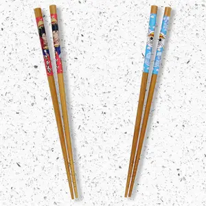 One Piece Chopsticks Anime Manga Luffy Straw Hat Pirates 2 Pairs Reusable Bamboo 8.85in Gift Set for Ramen Kitchen Utensil