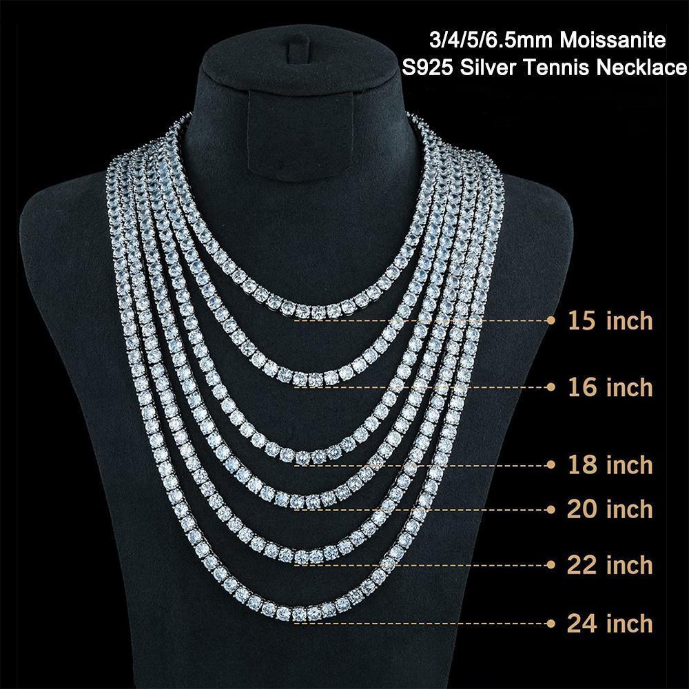 2.5-6.5mm Real Moissanite Tennis Necklace For Women Men D Color Lab Diamond S925 Silver Neck Chain Jewelry With GRA Certificate 2.5-6.5mm Real Moissanite Tennis Necklace For Women Men D Color Lab Diamond S925 Silver Neck Chain Jewelry With GRA Certificate