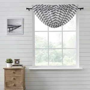 Farmstead Black Ticking Stripe Balloon Valance