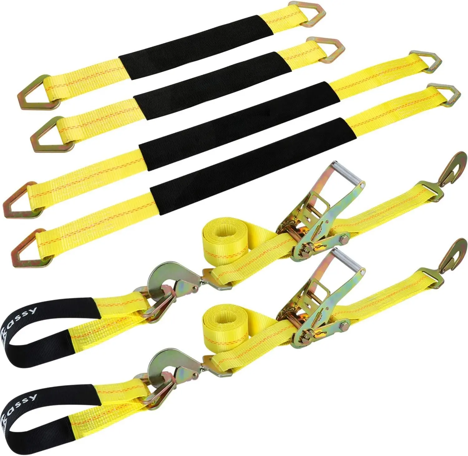 Tie Down Straps for , 2" x 8' Heavy Duty  Hauler Ratchet Straps, 4 Pack Axle Straps, 10,000lbs Break Strength