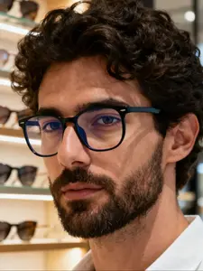 Men's Classic Square Frame Anti-Fatigue Anti-Glare Flat Lens Glasses, Lightweight Unisex Eyewear for Work & Commute Comfort, Classic Fashion Glasses Square Frames Eyeglass