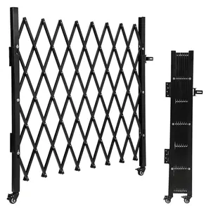 Single Folding Safety Gate – 50"H x 43"W/75"W, Portable Expandable Steel Accordion Barrier with 360° Rolling Wheel – Ideal for Doorways, Stairs, Courtyards, Garages Single Folding Safety Gate
