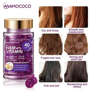 Amococo Hair Vitamin Serum Capsules - 40pcs with Moroccan Oil, Keratin & Vitamins for Smooth, Frizz-Free Hair | Premium Hair Care
