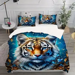 Tiger Print Bedding Set, Fashionable Tiger Pattern Design, Ideal Bedroom Decoration, Comfortable Sleep Experience, 3 Piece Set