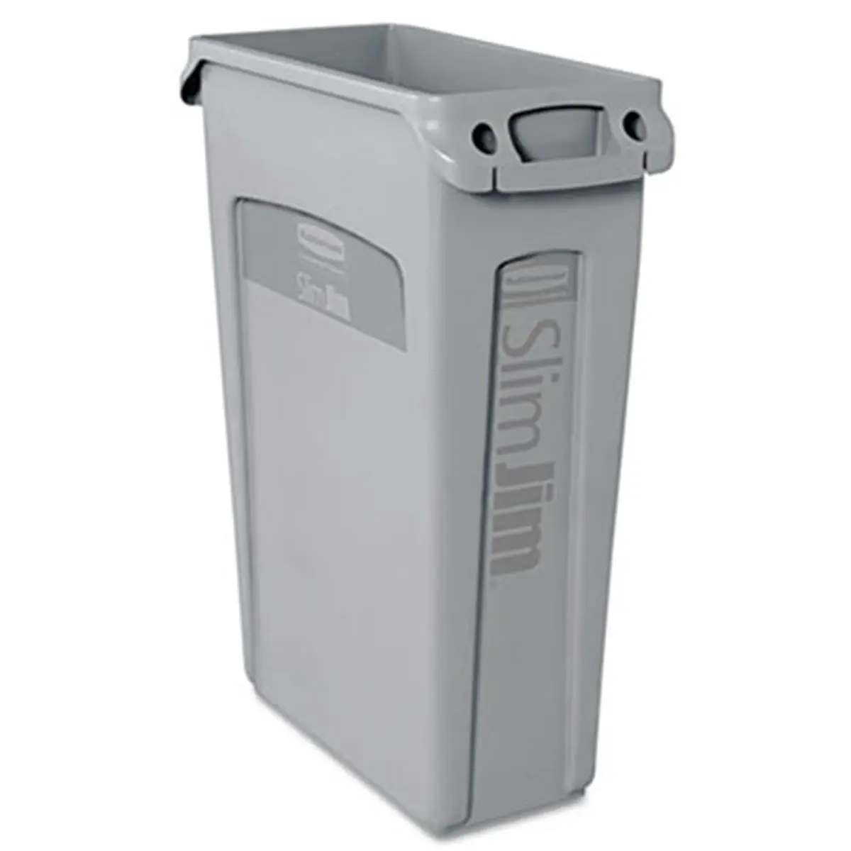 212 MAIN Narrow Trash Bin - Rcp Slim Jim Rectangular Plastic Receptacle with Venting Channels, 23 Gal Gray (for Baby & Maternity Room Decor, Baby Furniture Complementary Storage)
