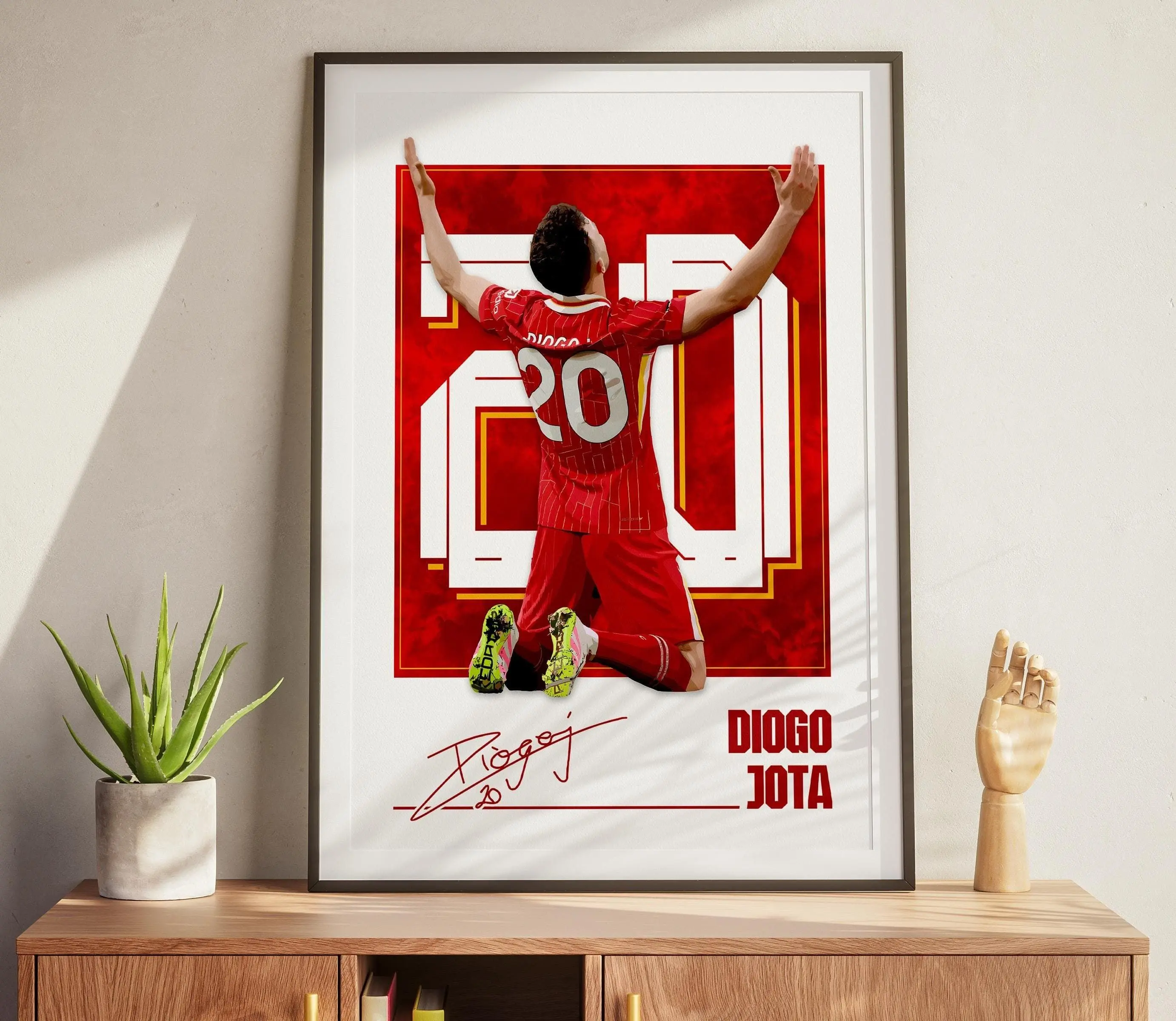 [Unframe] Diogo Jota Liverpool Football Poster, Modern Soccer Wall Art, Athlete Sports Decor, Gift for Liverpool Football Fans