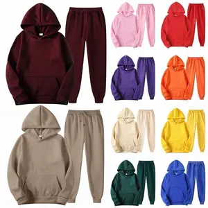 unisexspringandautumnfleecesportscasualsolidcolorpantshoodedhoodieset