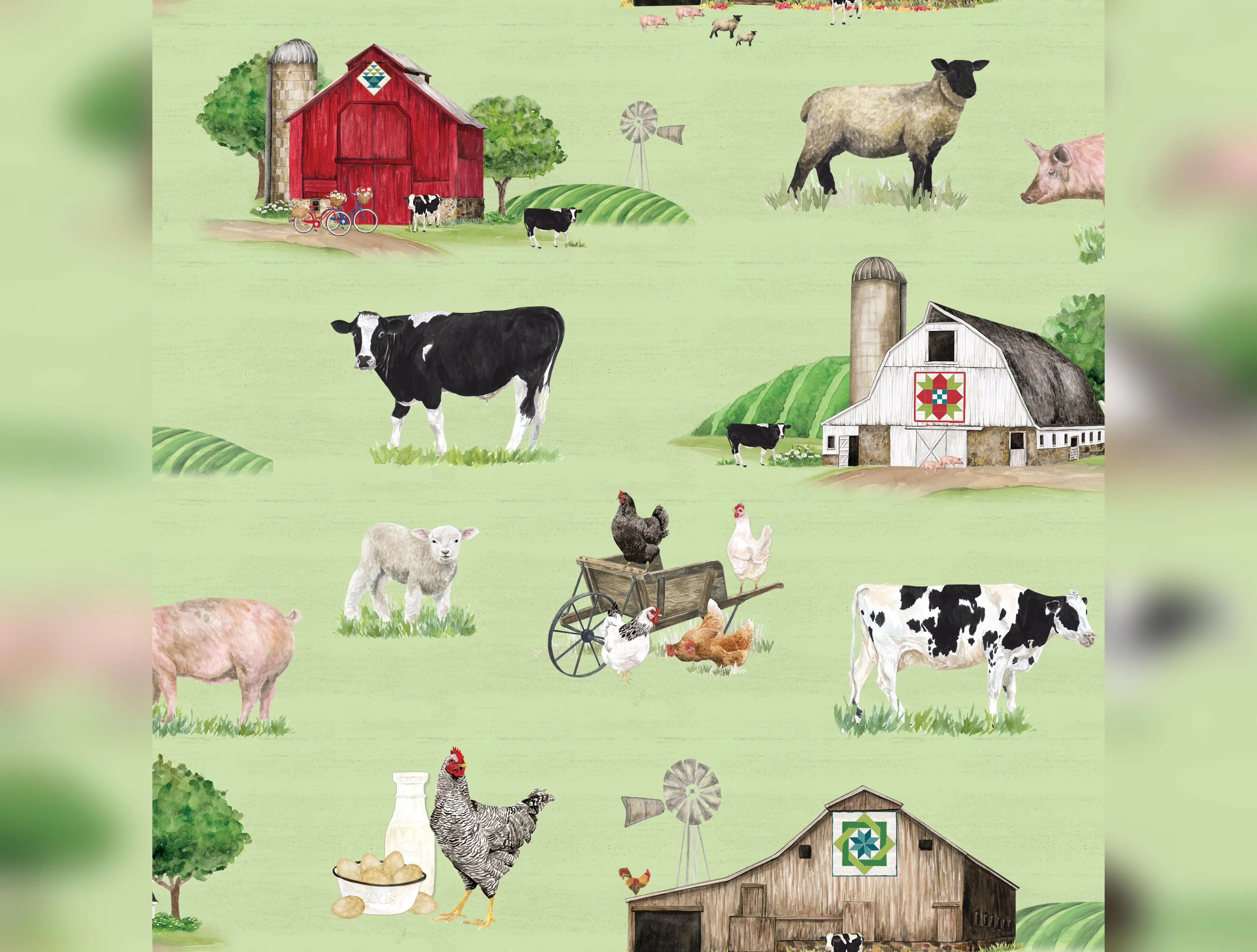 Spring Barn Quilts | Main Green by Tara Reed for Riley Blake Designs | CD14330-GREEN