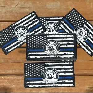 5 Piece Thin Blue Line Flag Código 4 – Humanizing the Badge | Set de 5 Calcomanías Línea Azul para Auto y Hogar