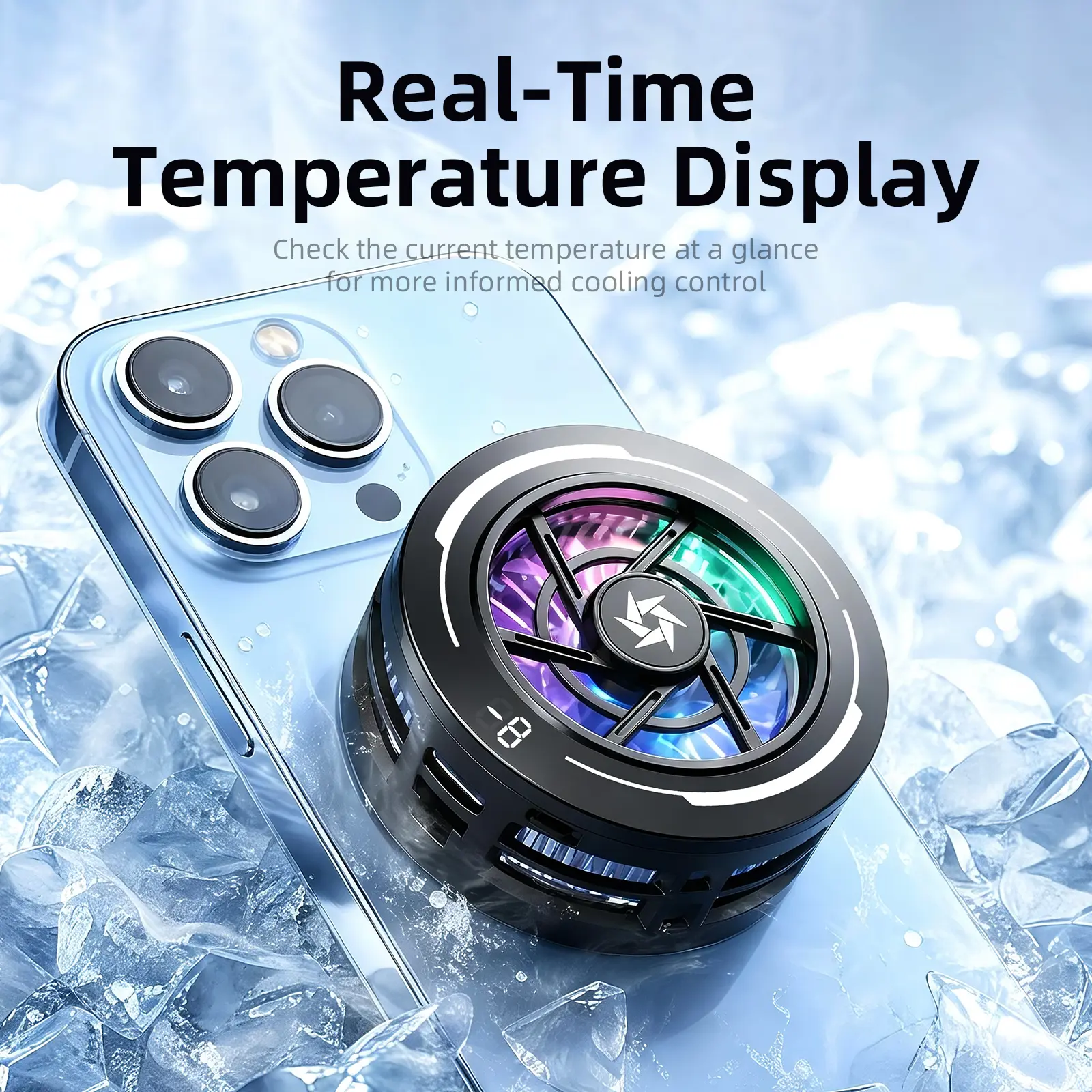 RGB Magnetic Mobile Phone Cooling Device, Compact Gaming Phone Cooler with Smart Temperature Control, Digital Display, Low Noise Control for iPhone, Android & iPad,back to school,back to school haul