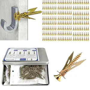 Self-Drilling Drywall Anchors-400PCS,Zinc Drywall Anchors, Expansion Screws for Drywall,3 Sizes Heavy Duty Screw Anchors Kit,No Drill and Holes in Wall