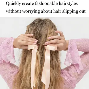 New magnetic bow hair clip for women, magnetic hair clip, painless invisible clip, bun hair maker, ponytail holder, suitable for children and adults, sweet hair accessory, birthday gift.