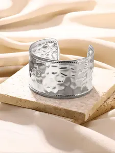 Women's Boho Style Texture Metal Design Bangle for Women & Girls, Stainless Steel Bangle Bracelet, Trendy Bangles for Party, Daily Decor, Trendy All-match & Exquisite Vintage Jewelry for Birthday Gift Adjustable Bangle