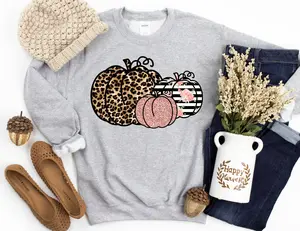 Fall Pumpkin Sweatshirt // Fall Sweatshirt // Pumpkin Sweatshirt // Fall Time Sweatshirt // Fall Shirt // Leopard Pumpkin Sweatshirt