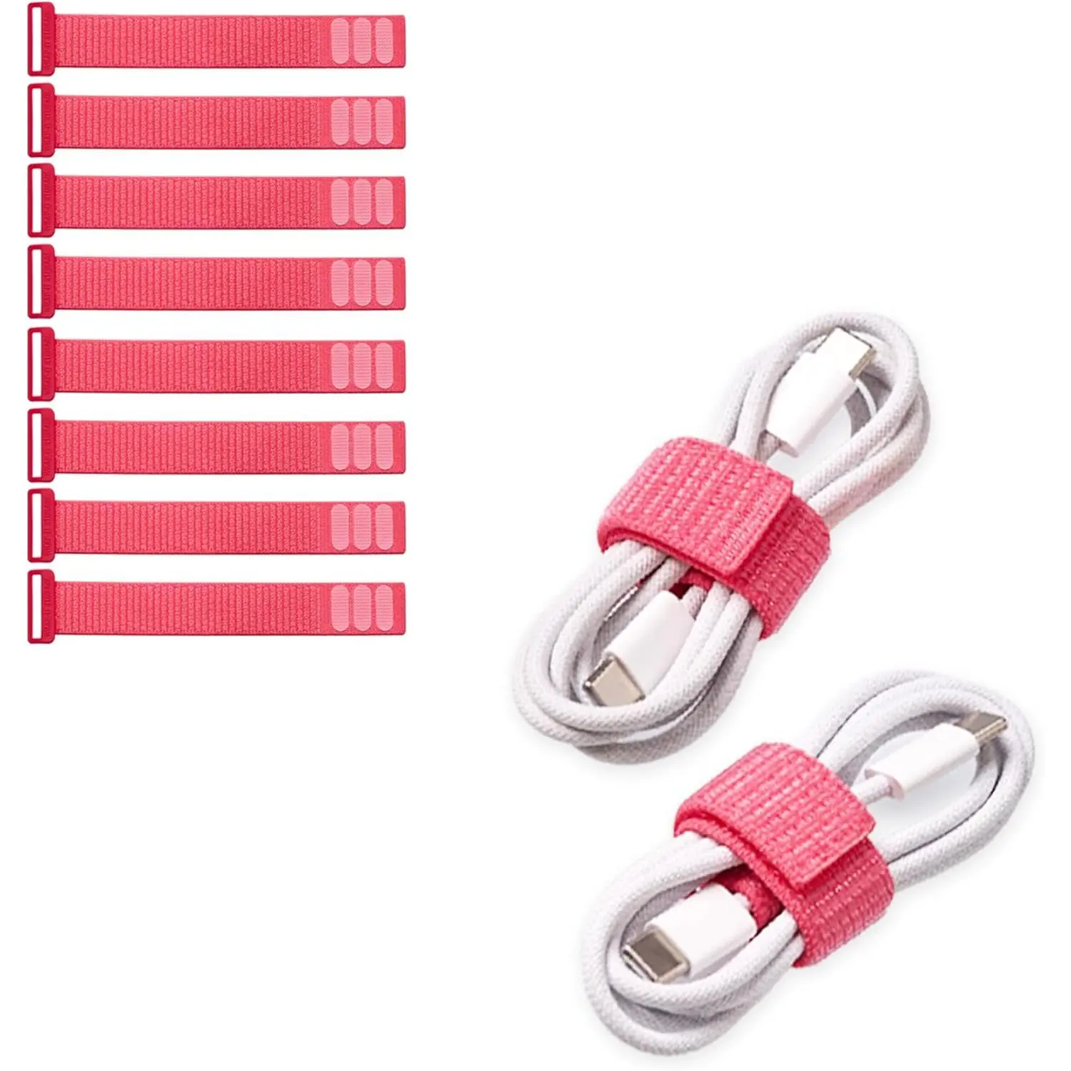 Cinch Straps - 5" (8-Pack) Coral - Appliance Cord Organizer and  Ties for Chargers and  Office Accessories