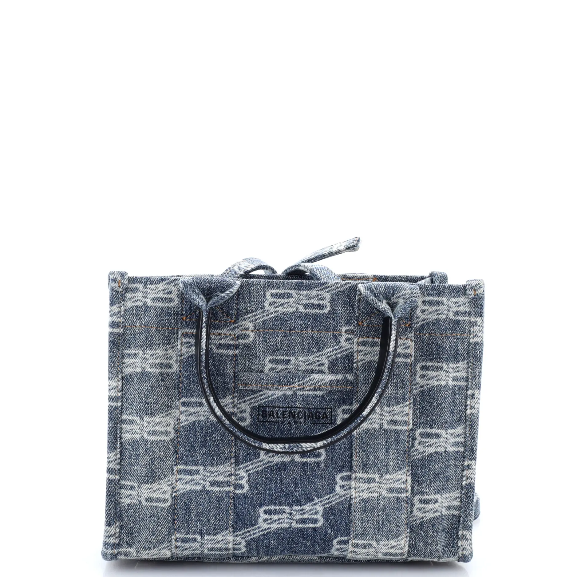 Pre-owned Balenciaga Denim Tote Bags Hardware Tote BB Monogram XS