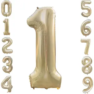 Balloons White  One Balloon for First Birthday 40 Inches Light Golden Large Numbers 1st Birthday Party  Ballons Beige 1 Digital Neutral   Balloon 1