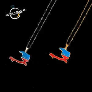 Haiti Map Flag Necklace - Unisex & Couple Styles | Fashionable & Versatile | Anniversary Gift | Selected Gift | Creative Ethnic Map Pendant Necklace