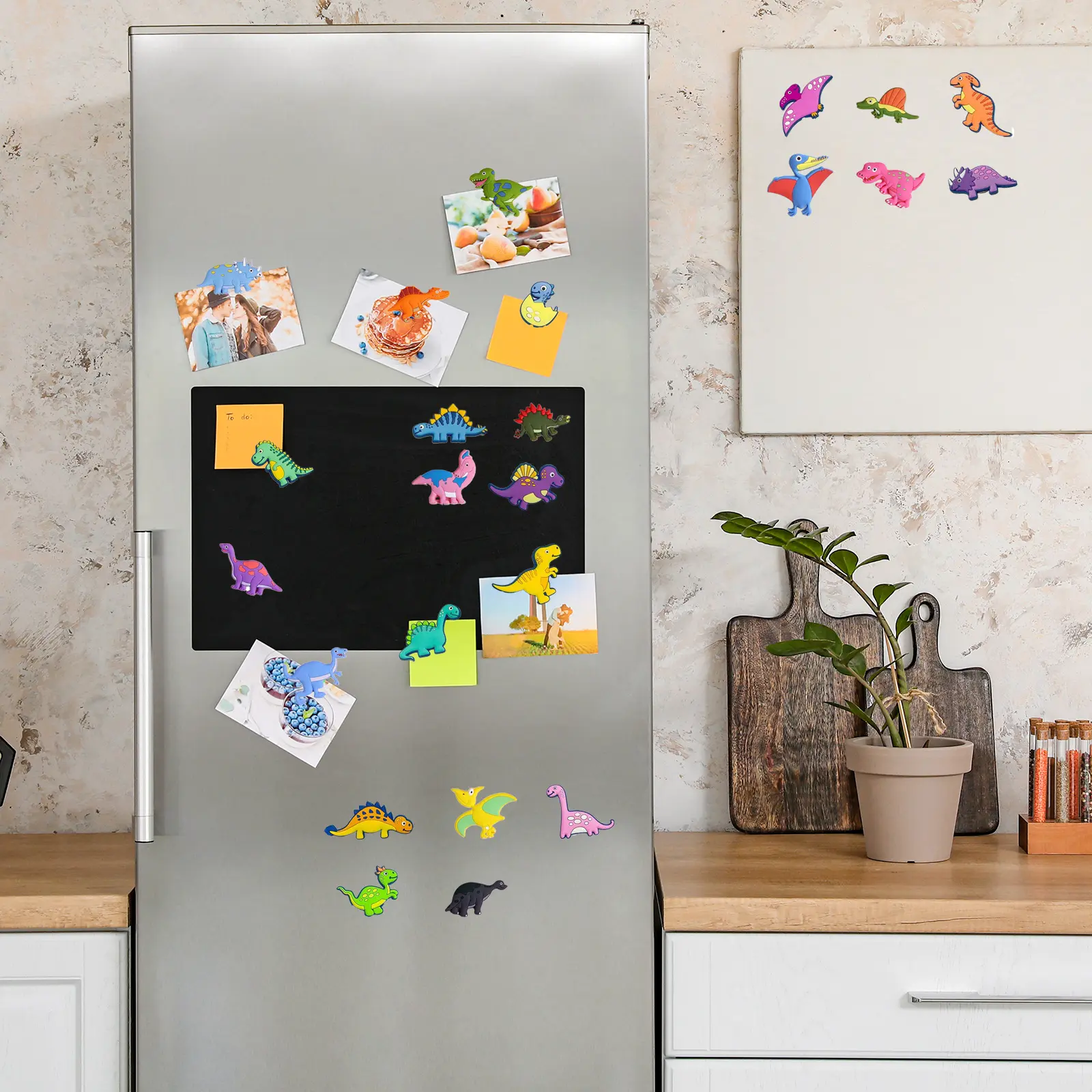 Dinosaur Fun Bright Color Dragon Set, 24-Piece Refrigerator Magnets, Kitchen Office Cabinet Decor, Holiday Gift, Trendy Home Accessories
