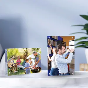 Magnetic Acrylic Photo Frame for Family Photos, Rectangular Transparent Multi-Size, Decorative Living Room Background