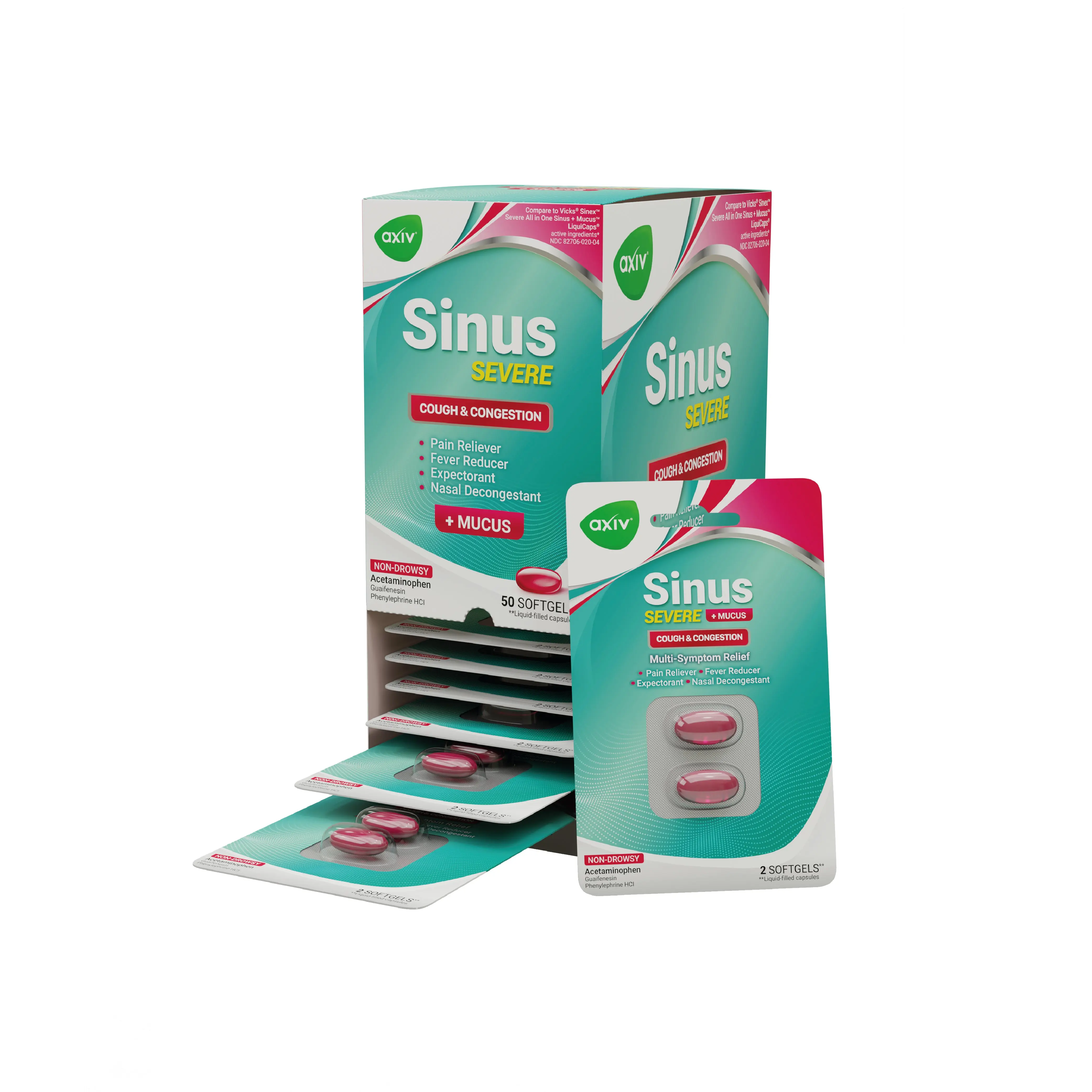 AXIV Severe + Mucus C-Store 25 Blister Packs (50 Softgels)