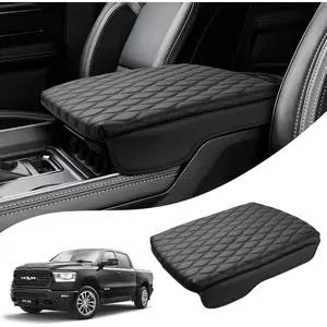 Center Console Cover for 2019-2025 2026  Ram 1500/2500/3500 Accessories Armrest Cushion Cover Nappa Leather Middle Console Covers Console Cushion Pad Anti-Scratch(Bucket Seat Only)
