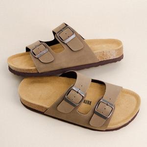 Cushionaire Women's Lane Cork Footbed Sandal – Comfortable Double Buckle Cork Sandals with Genuine Suede Cushioned Footbed & Arch Support | Classic Casual Summer Slide Sandals for Women