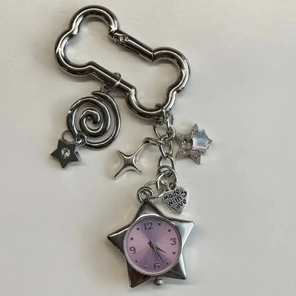 English: Star Watch Keychain, Bone Pentagram Vintage Bag Pendant, Five-Pointed Star Couple Hanging Ornament, Retro Decor Accessories for Bags and Keys, Ideal Matching Gift for Lovers, Charms, Key Chain Decorations, Keyrings, Metal Keychains