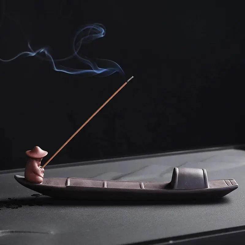 Incense Holder, 1 Count Mini Ceramic Incense Burner, Zen Meditation Purple Clay Incense Holder, Home Decor Supplies, Scent, Aroma